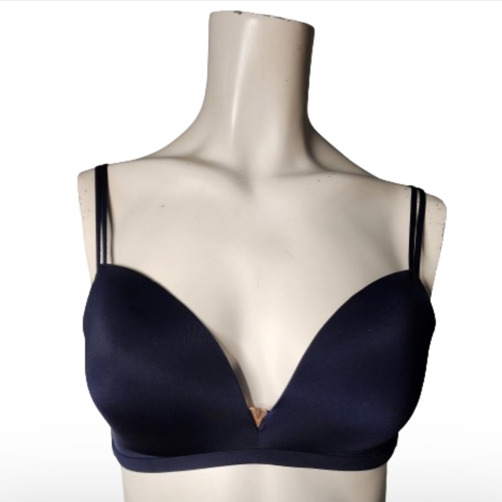 Victoria's Secret Bra Womens 32 D Navy Blue Padded No Wire